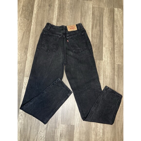 Levi's 501 Vintage 90s 7 JR Straight Black Denim Jeans 24x32 Red Tag USA (1991) - Picture 1 of 11